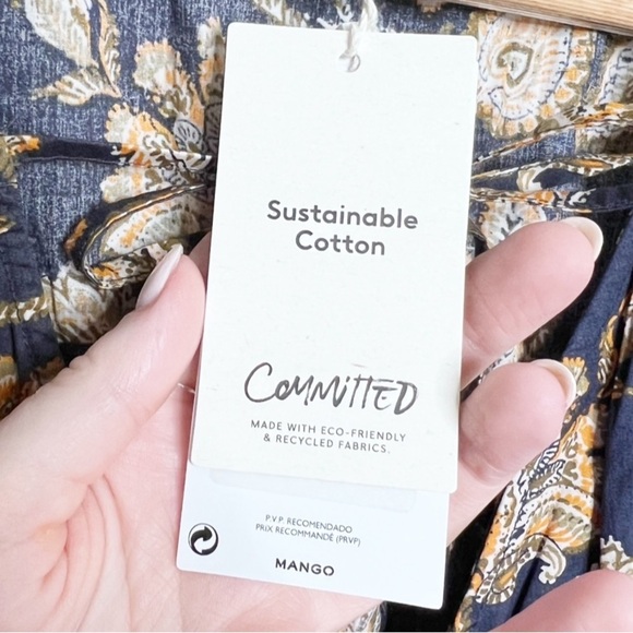 New with Tag MNG Mango Womens Navy Floral Orange Tie Front Sleeveless Mini Dress - Picture 12 of 16